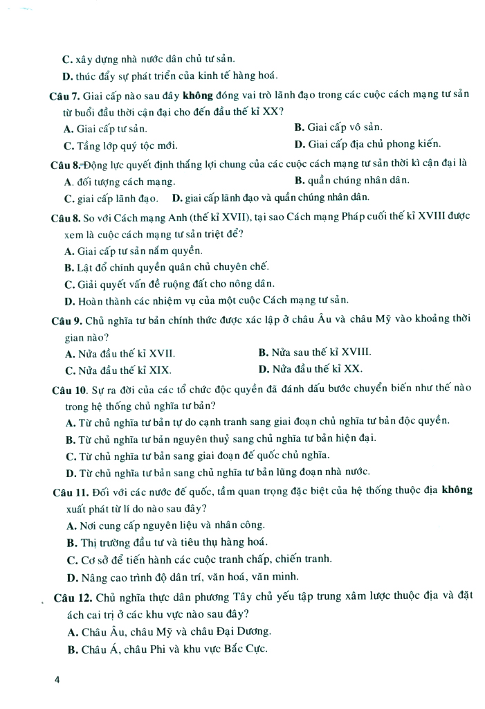 bài tập phát triển năng lực lịch sử 11