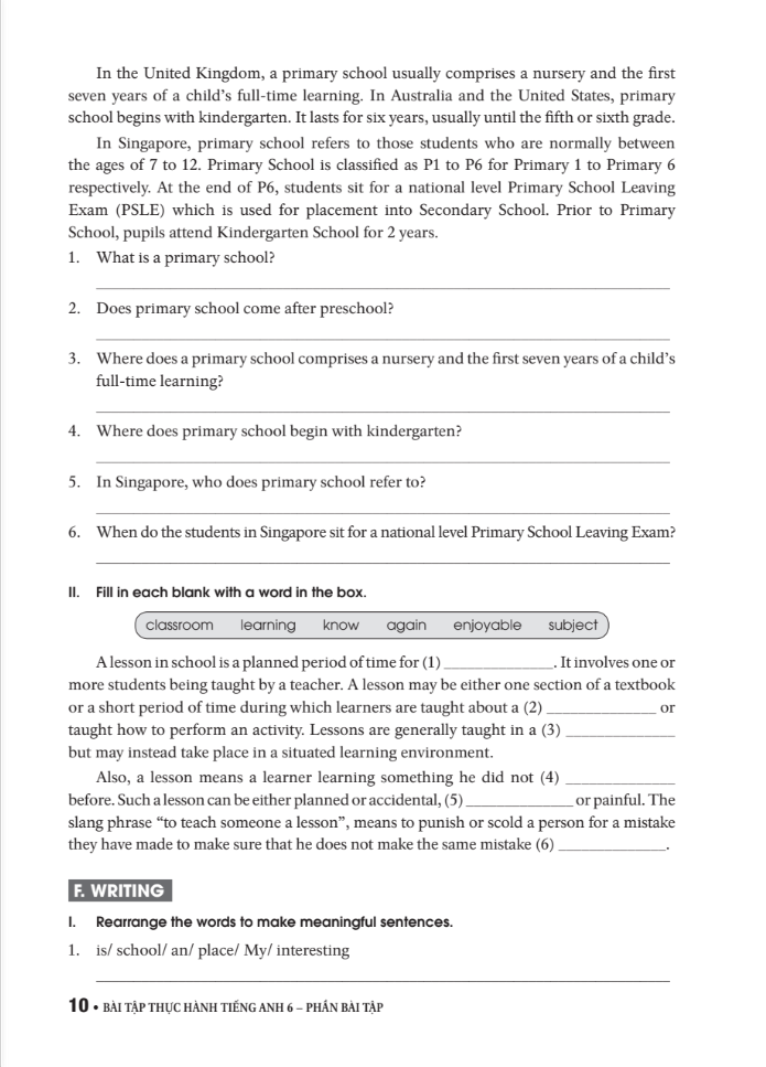 bài tập thực hành tiếng anh 6 (không đáp án) - dùng kèm sgk tiếng anh 6 global success (2022)