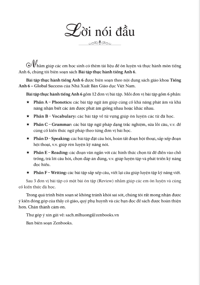 bài tập thực hành tiếng anh 6 (không đáp án) - dùng kèm sgk tiếng anh 6 global success (2022)
