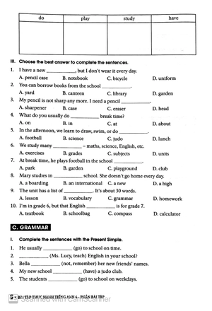 bài tập thực hành tiếng anh 6 theo chương trình mới của bộ giáo dục và đào tạo (không đáp án)