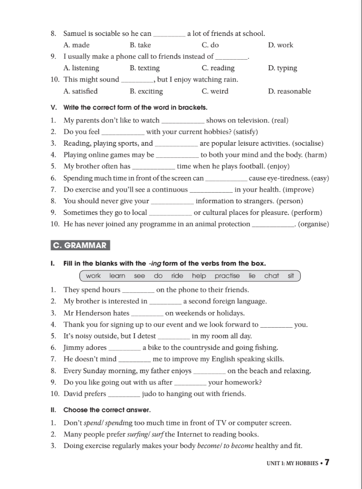 bài tập thực hành tiếng anh 8 theo chương trình mới của bộ giáo dục và đào tạo (không đáp án) - 2020