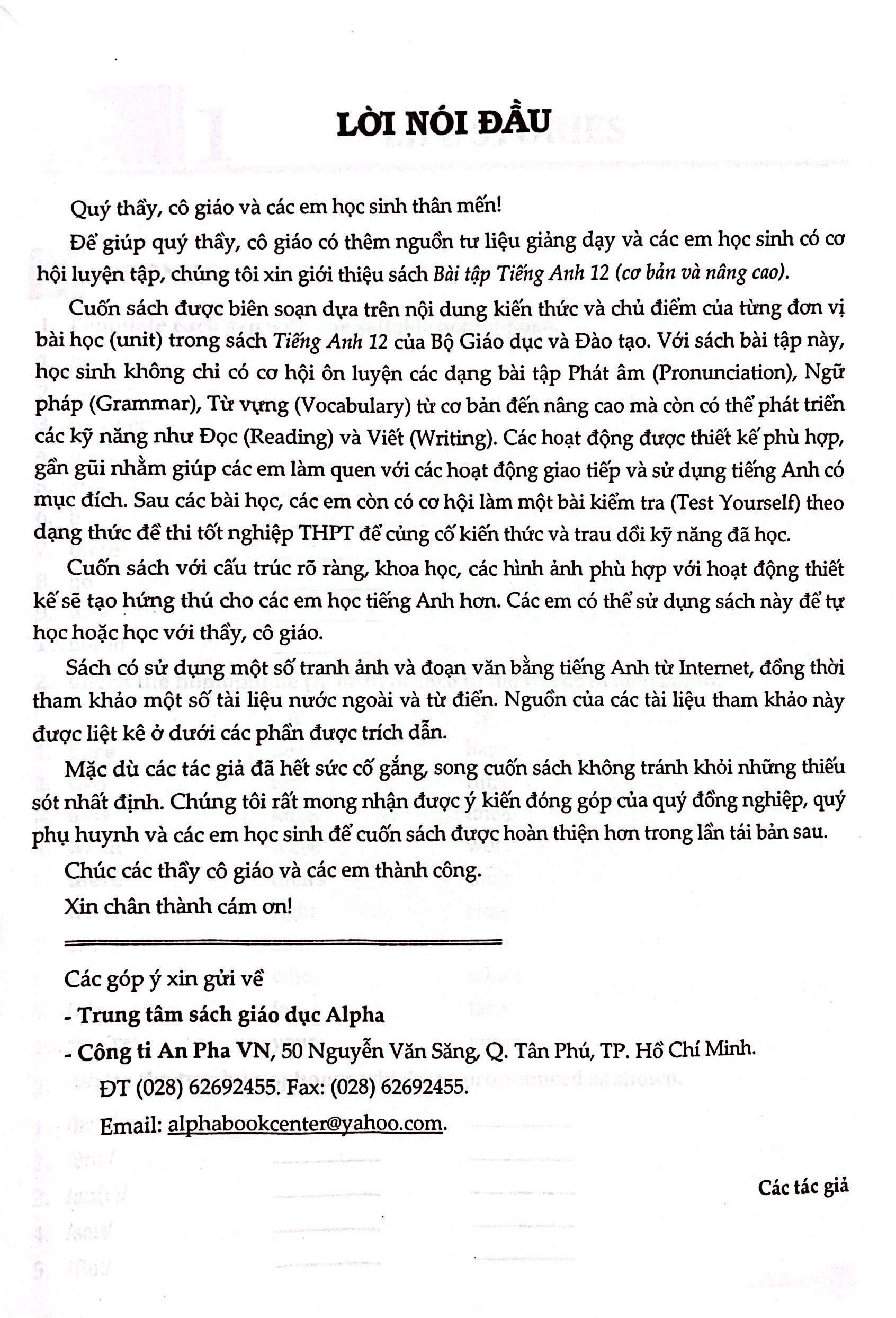 bài tập tiếng anh 12 (cơ bản và nâng cao)