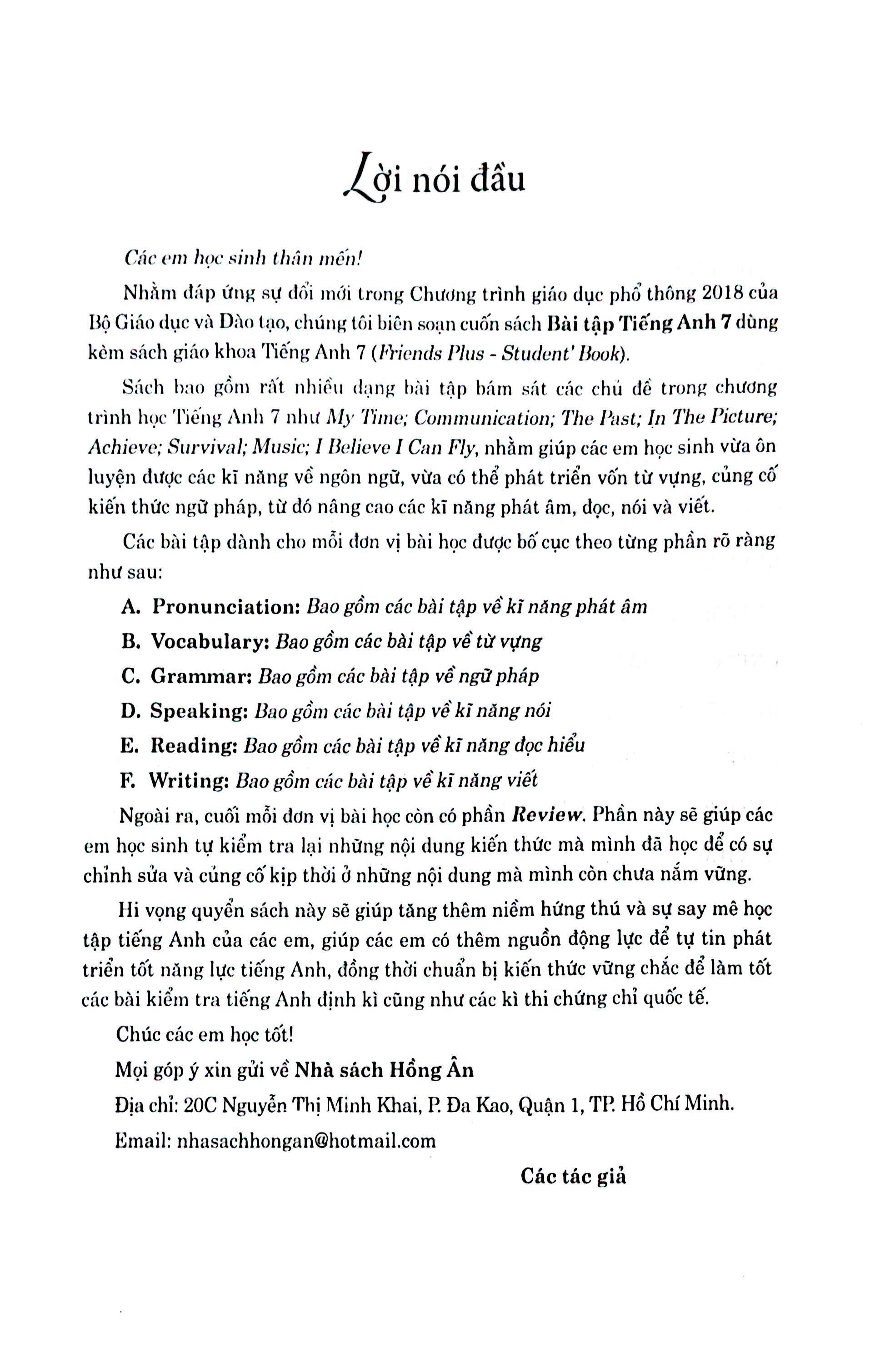 Bài Tập Tiếng Anh 7 (Friends Plus)