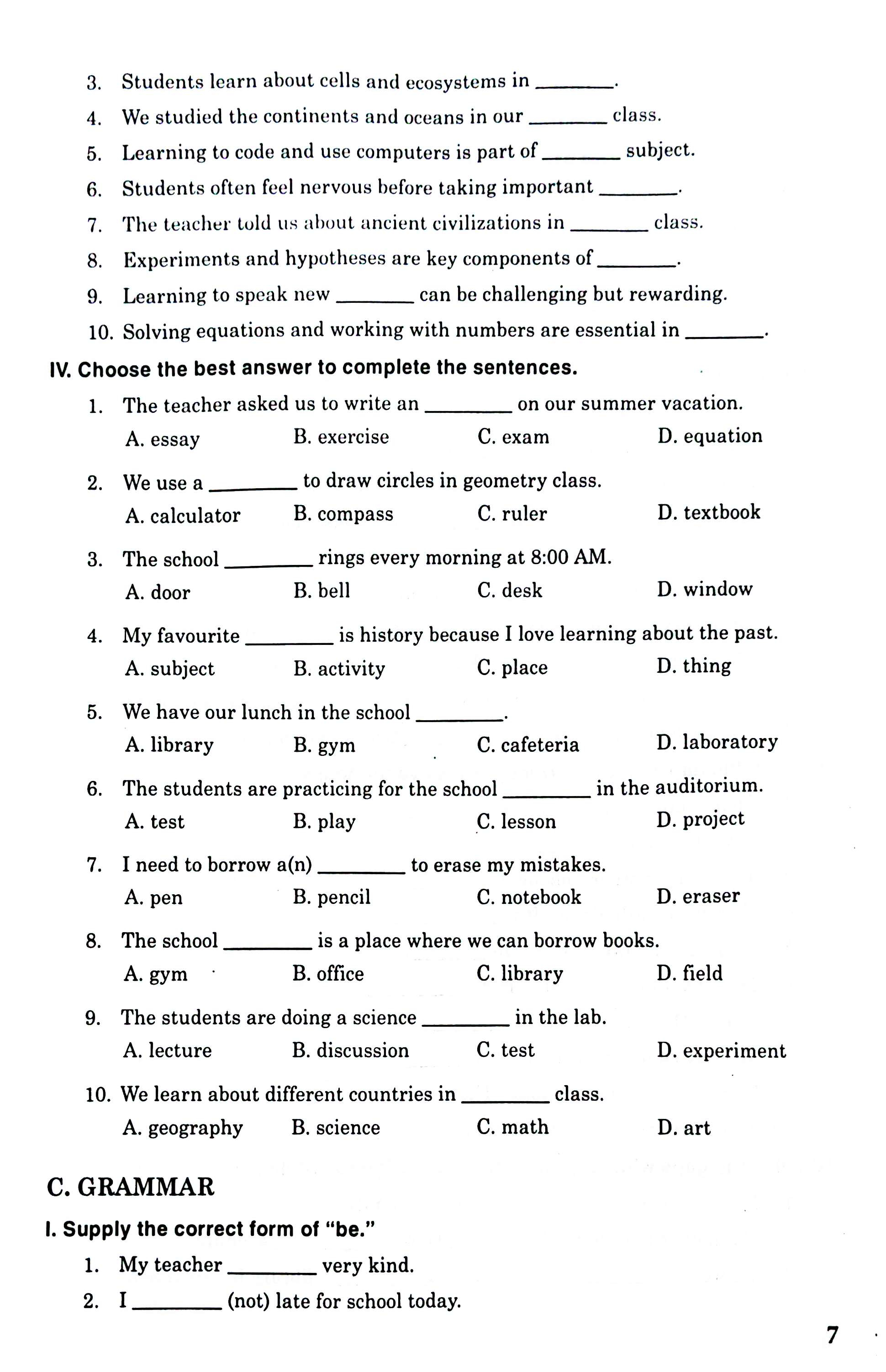 Bài Tập Tiếng Anh 7 (Friends Plus)