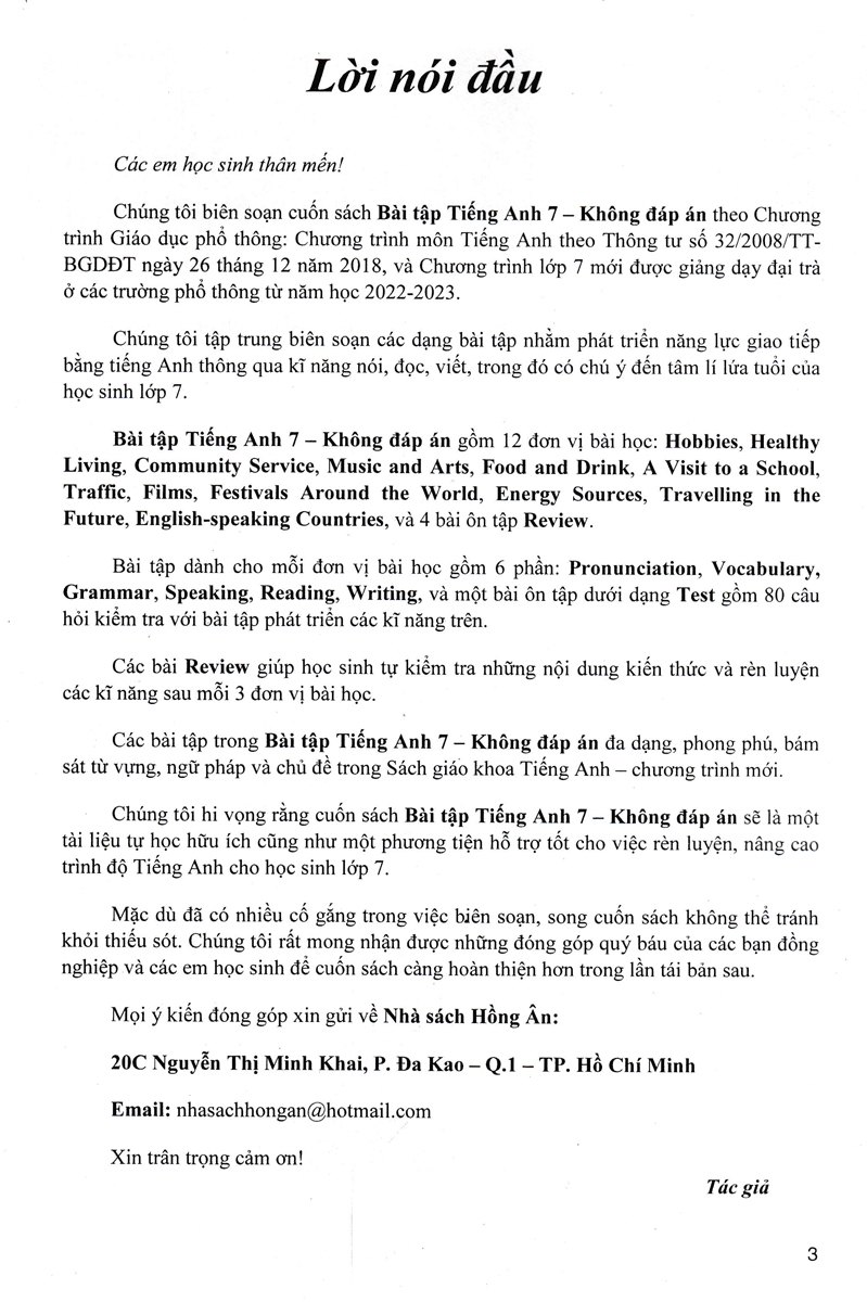 bài tập tiếng anh 7 (kết nối) (không đáp án)