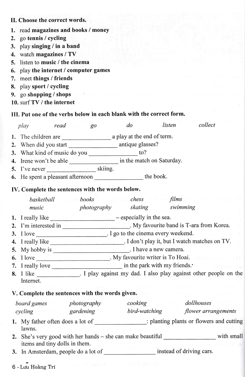 bài tập tiếng anh 7 (kết nối) (không đáp án)