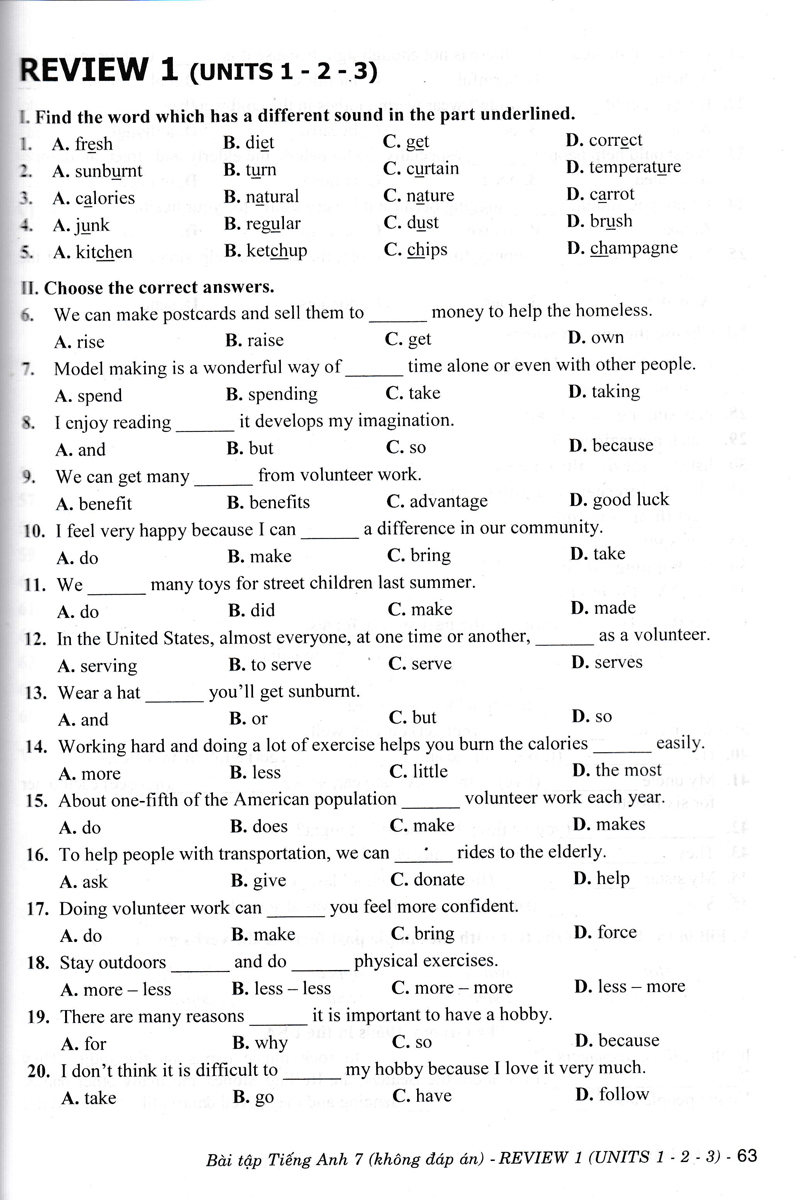 bài tập tiếng anh 7 (kết nối) (không đáp án)