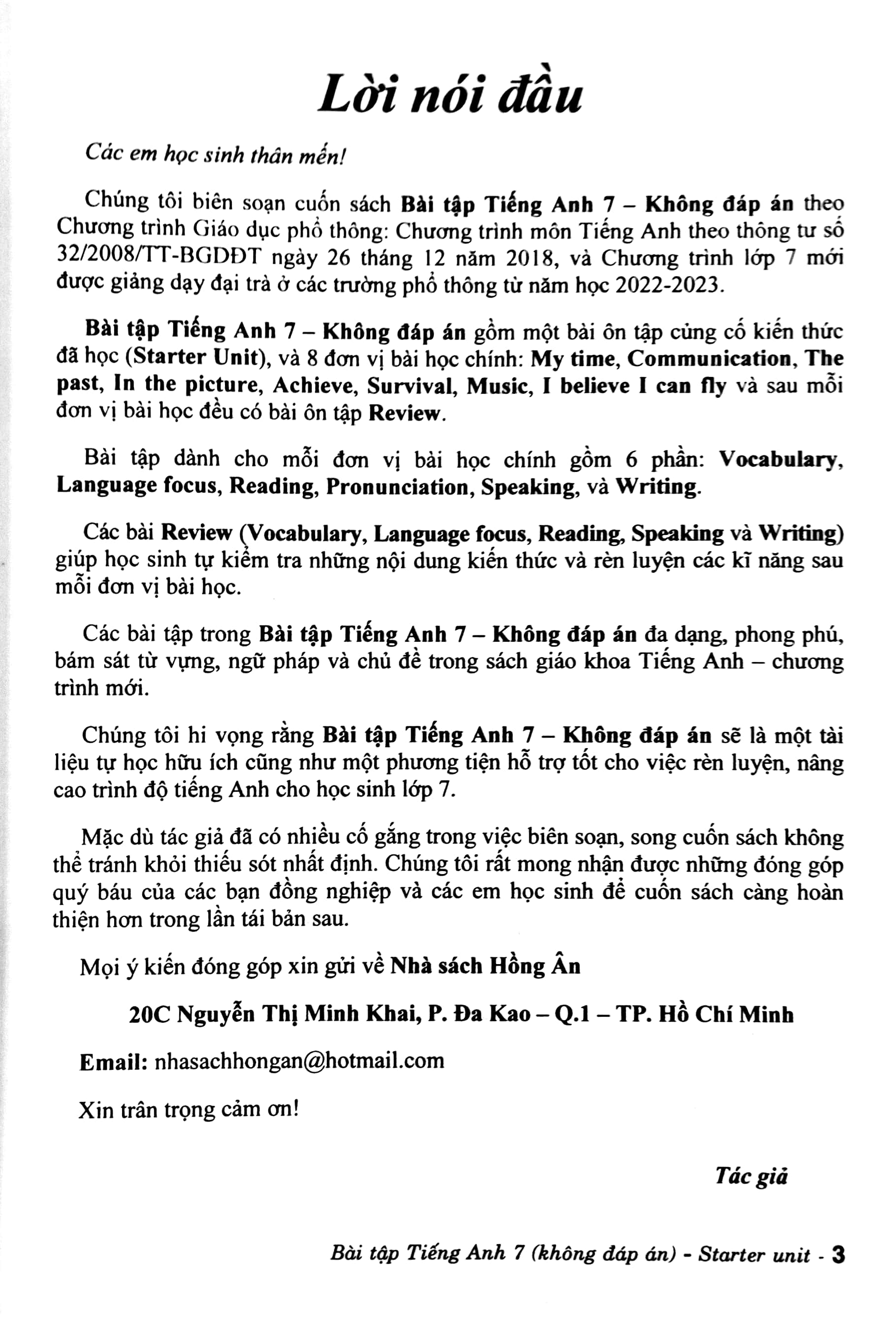 bài tập tiếng anh 7 - không đáp án (chân trời)