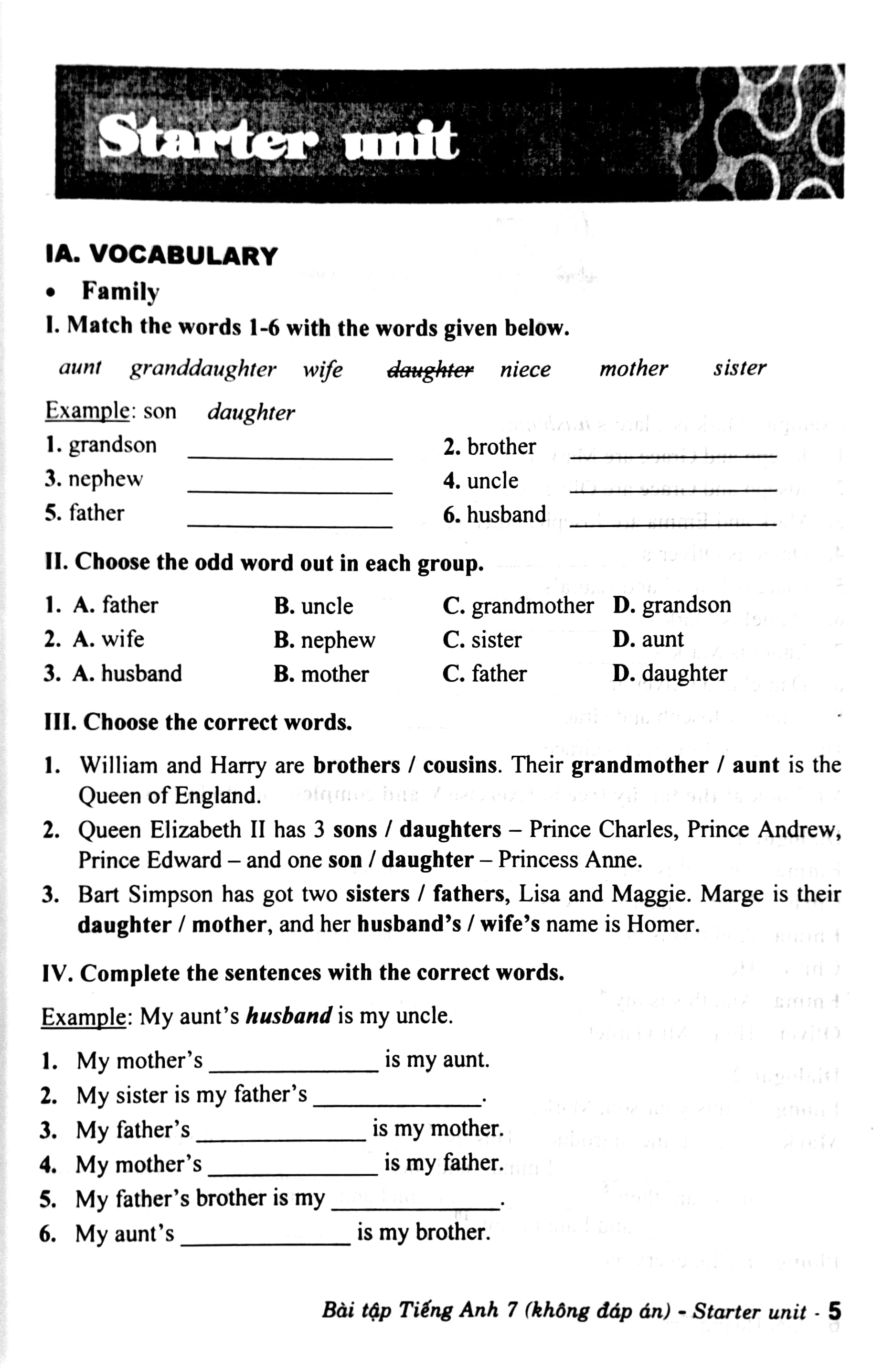 bài tập tiếng anh 7 - không đáp án (chân trời)