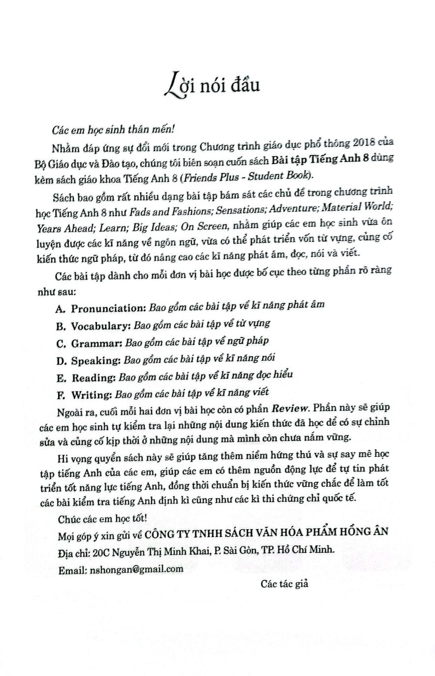 Bài Tập Tiếng Anh 8 (Friends Plus)