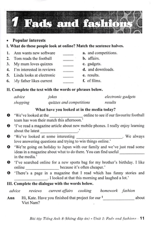 bài tập tiếng anh 8 - không đáp án (biên soạn theo chương trình giáo dục phổ thông mới)