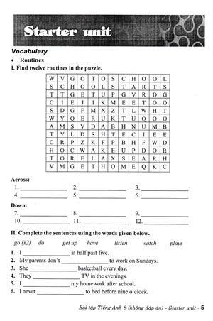 bài tập tiếng anh 8 - không đáp án (biên soạn theo chương trình giáo dục phổ thông mới)