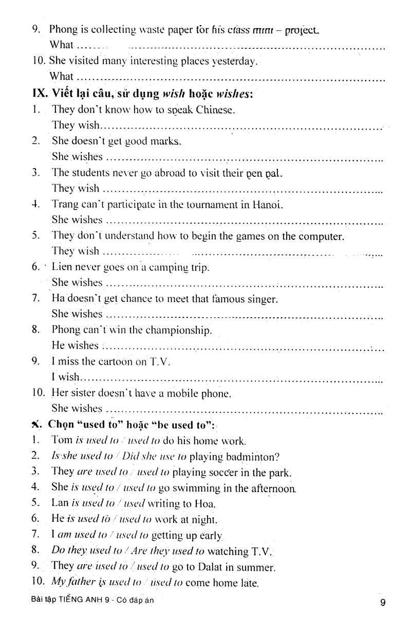 bài tập tiếng anh 9 (có đáp án)