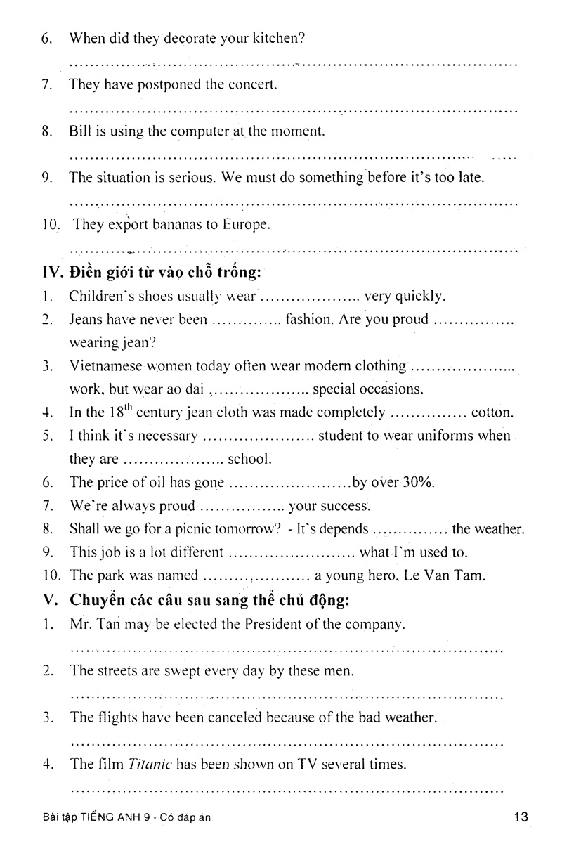 bài tập tiếng anh 9 (có đáp án)