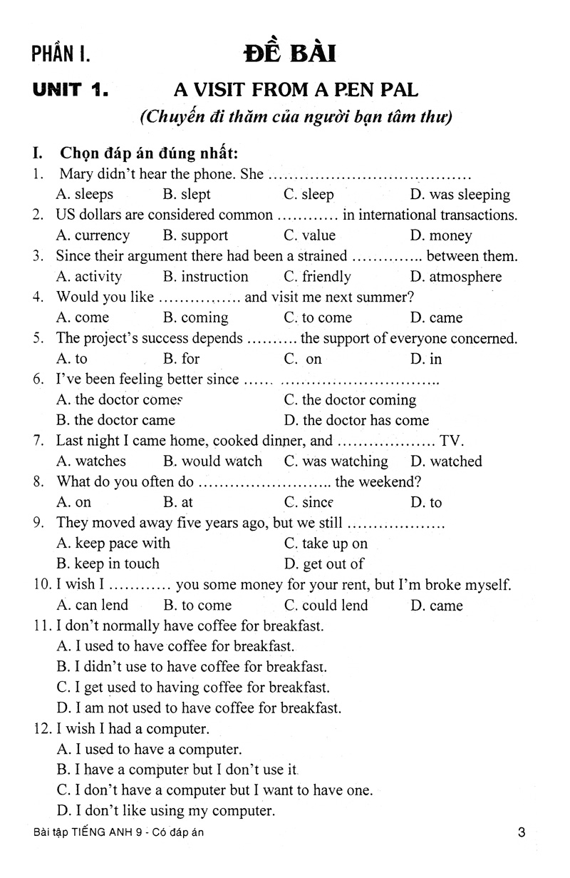 bài tập tiếng anh 9 (có đáp án)