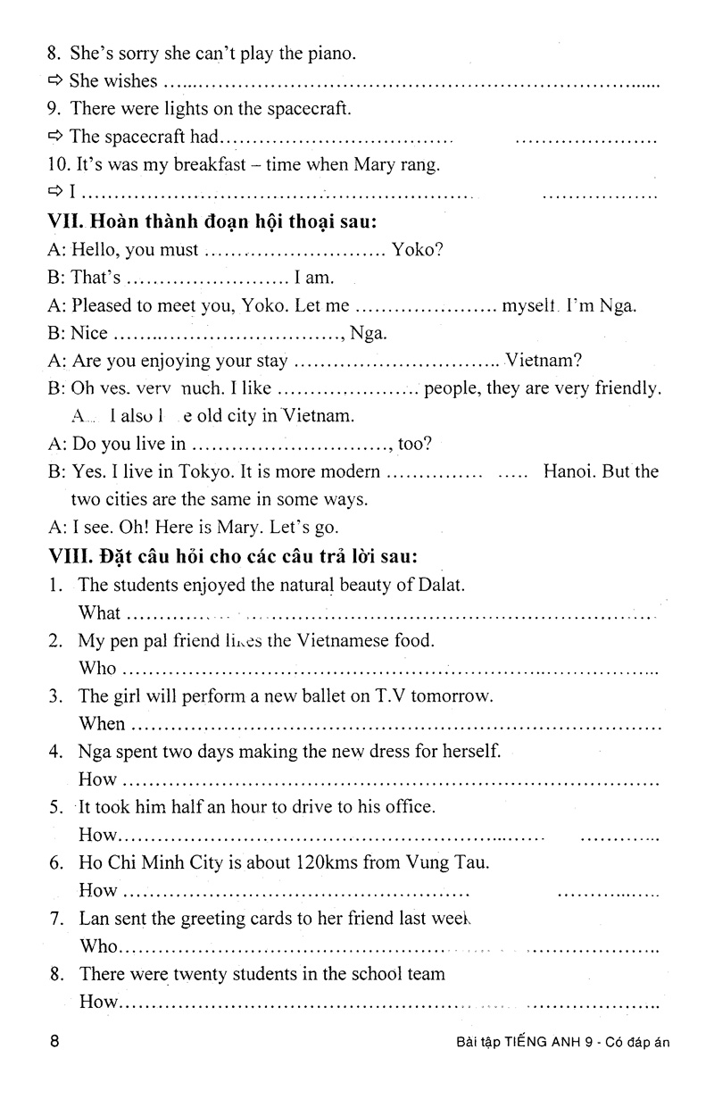 bài tập tiếng anh 9 (có đáp án)