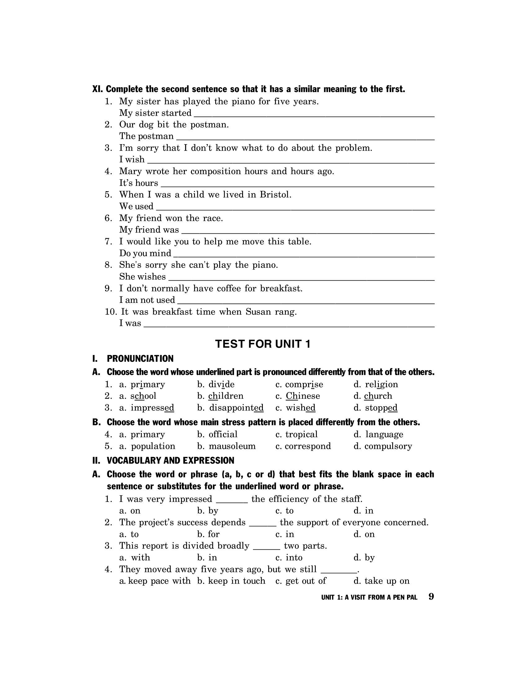 bài tập tiếng anh 9 - không đáp án (2020)