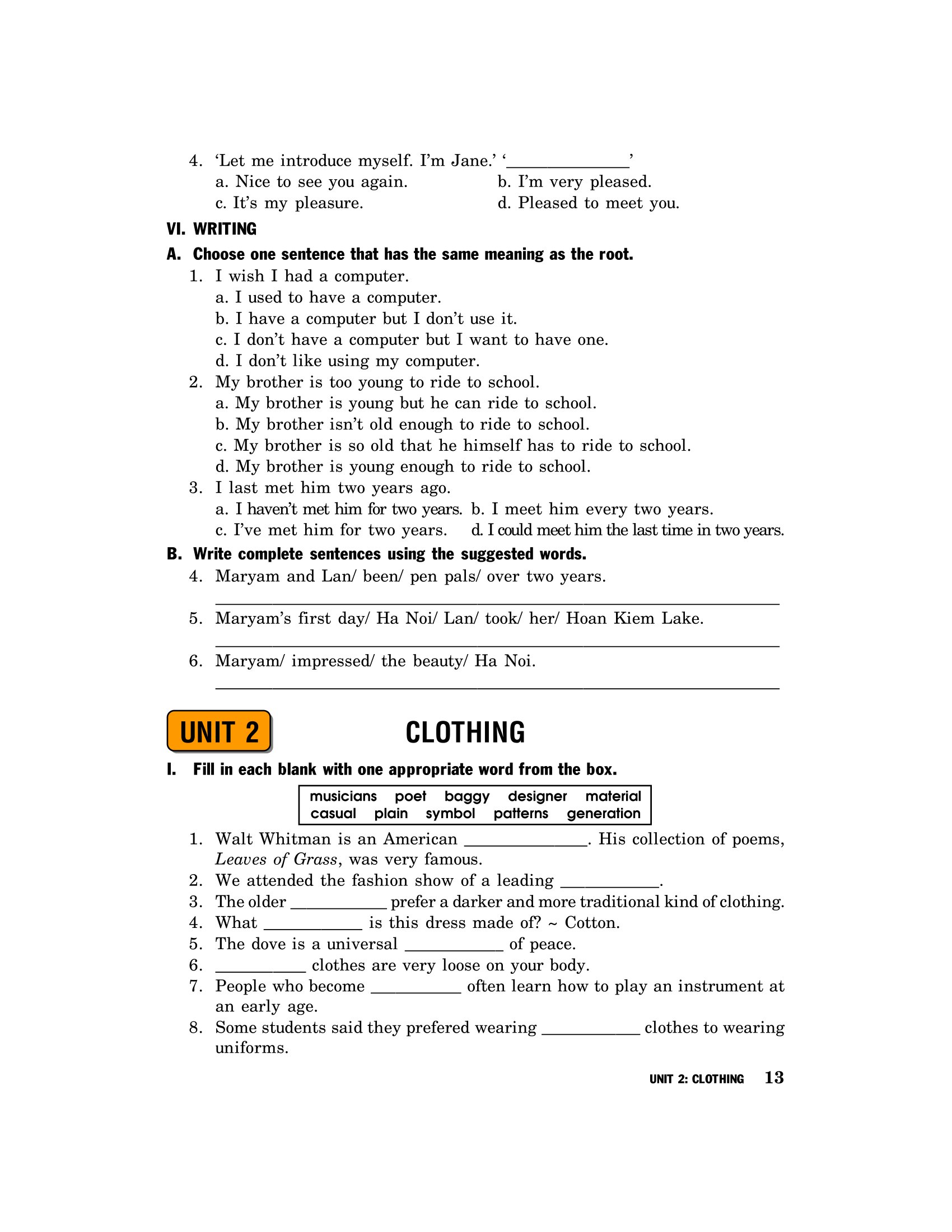 bài tập tiếng anh 9 - không đáp án (2020)