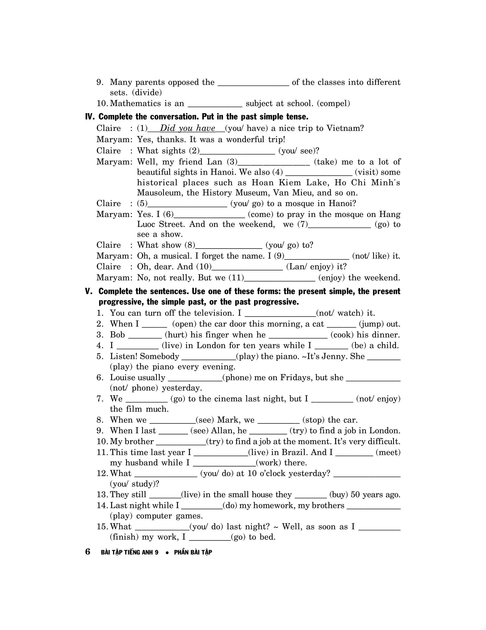 bài tập tiếng anh 9 - không đáp án (2020)