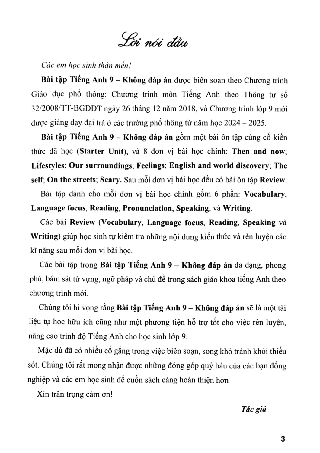 bài tập tiếng anh 9 (không đáp án) (biên soạn theo chương trình gdpt mới - dùng kèm sgk chân trời sáng tạo)