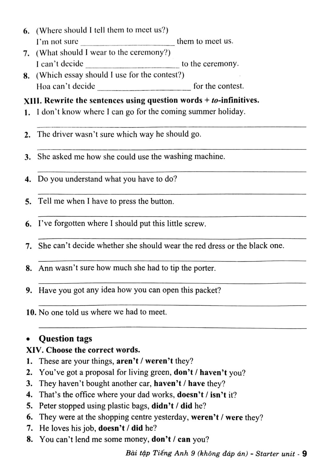 bài tập tiếng anh 9 (không đáp án) (biên soạn theo chương trình gdpt mới - dùng kèm sgk chân trời sáng tạo)