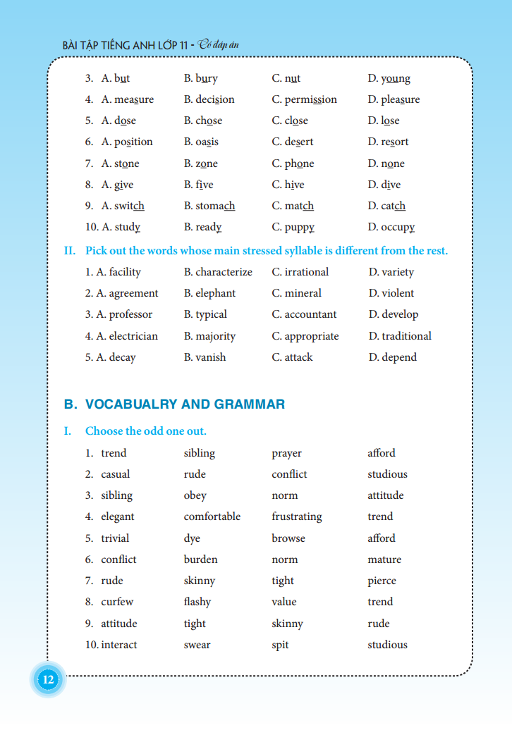 bài tập tiếng anh lớp 11 - có đáp án