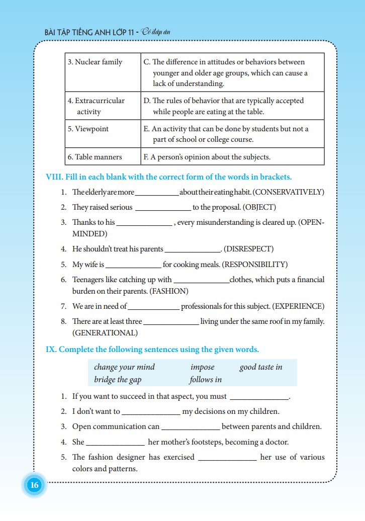 bài tập tiếng anh lớp 11 - có đáp án