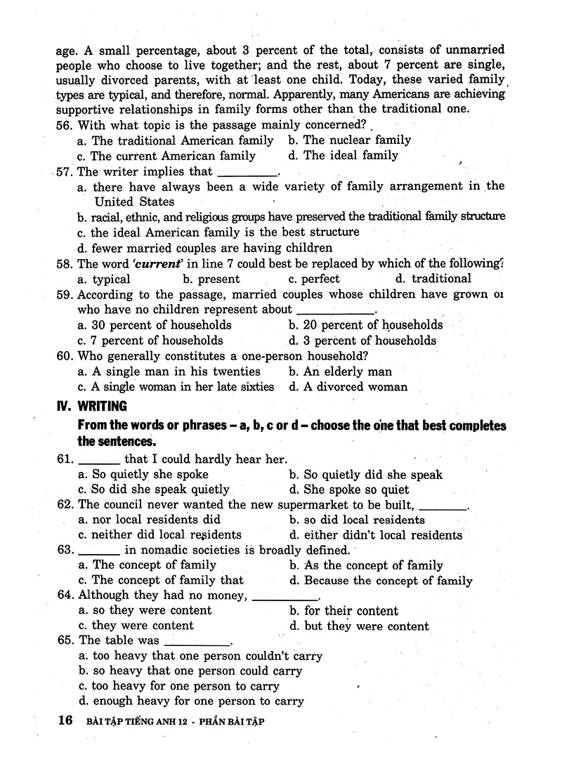 bài tập tiếng anh lớp 12 - không đáp án