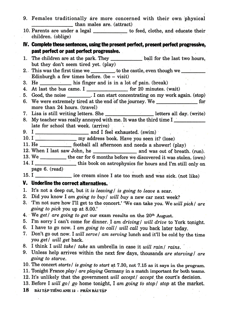 bài tập tiếng anh lớp 12 - không đáp án