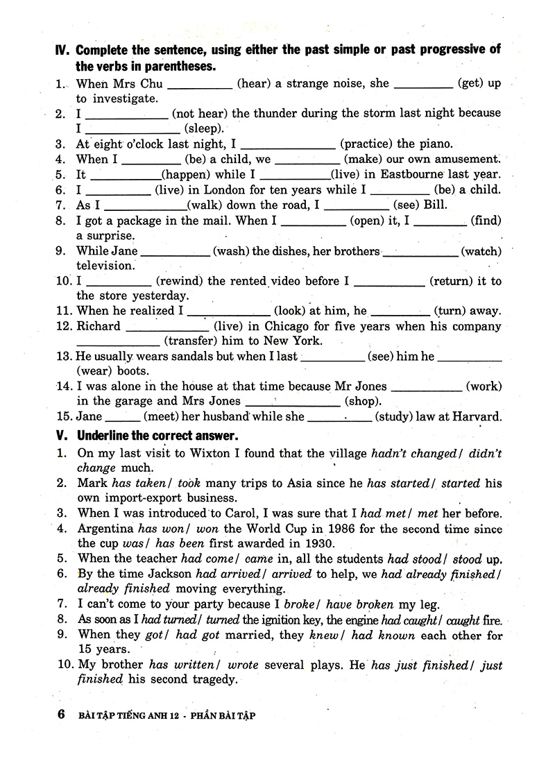 bài tập tiếng anh lớp 12 - không đáp án