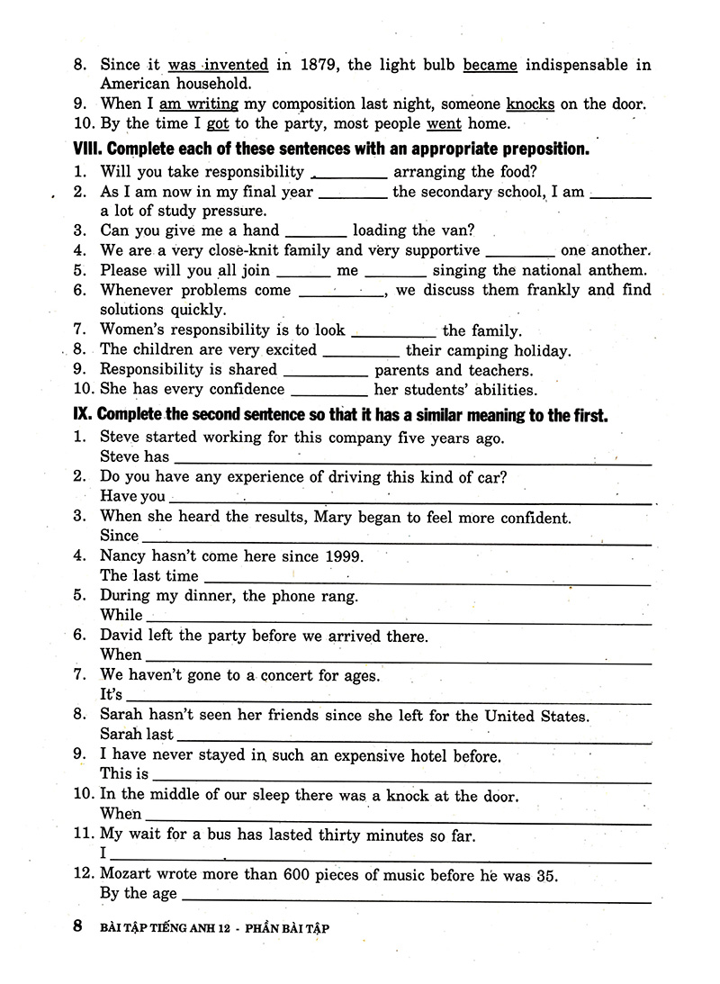 bài tập tiếng anh lớp 12 - không đáp án