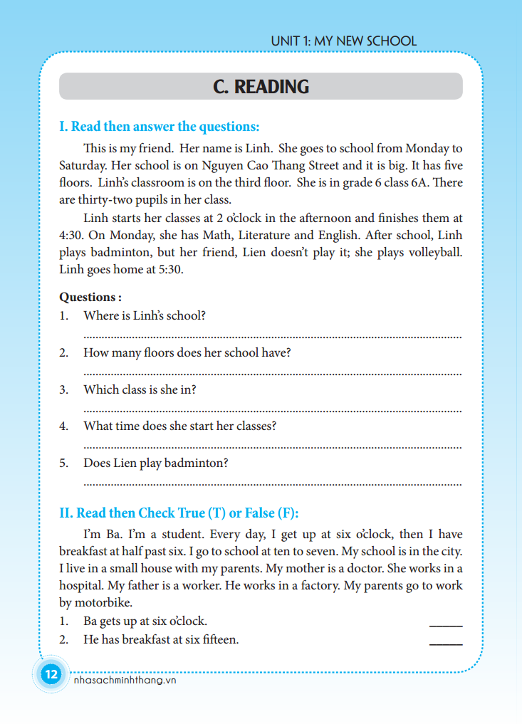 bài tập tiếng anh lớp 6 (không đáp án) (sách màu)