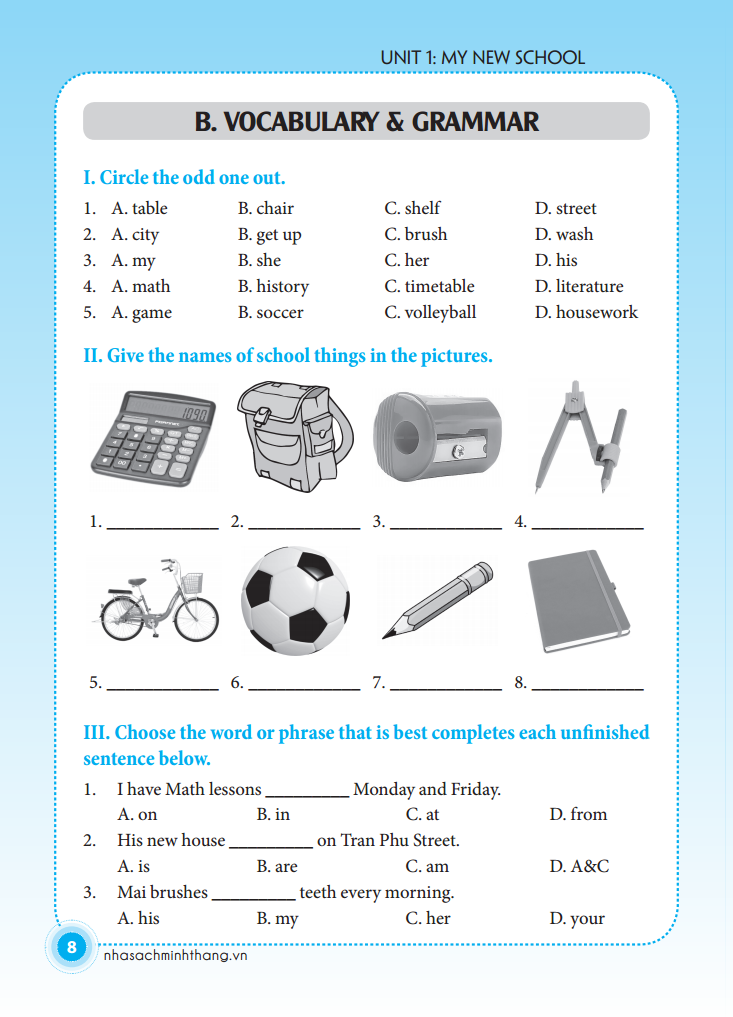 bài tập tiếng anh lớp 6 (không đáp án) (sách màu)