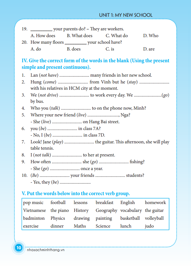 bài tập tiếng anh lớp 6 (không đáp án) (sách màu)