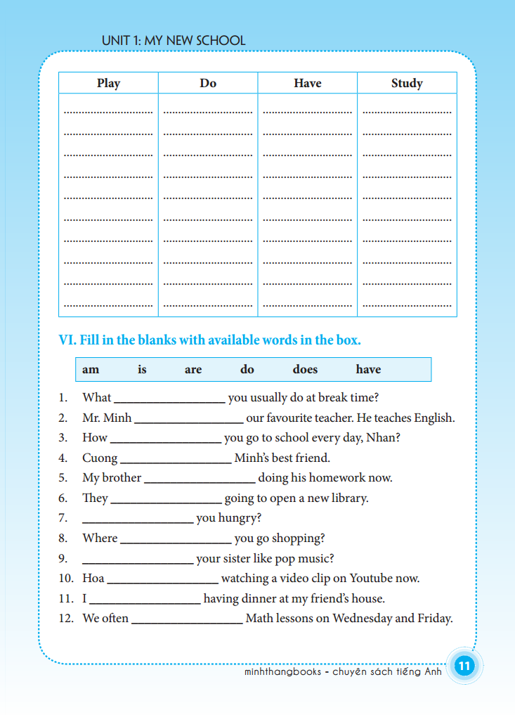 bài tập tiếng anh lớp 6 (không đáp án) (sách màu)