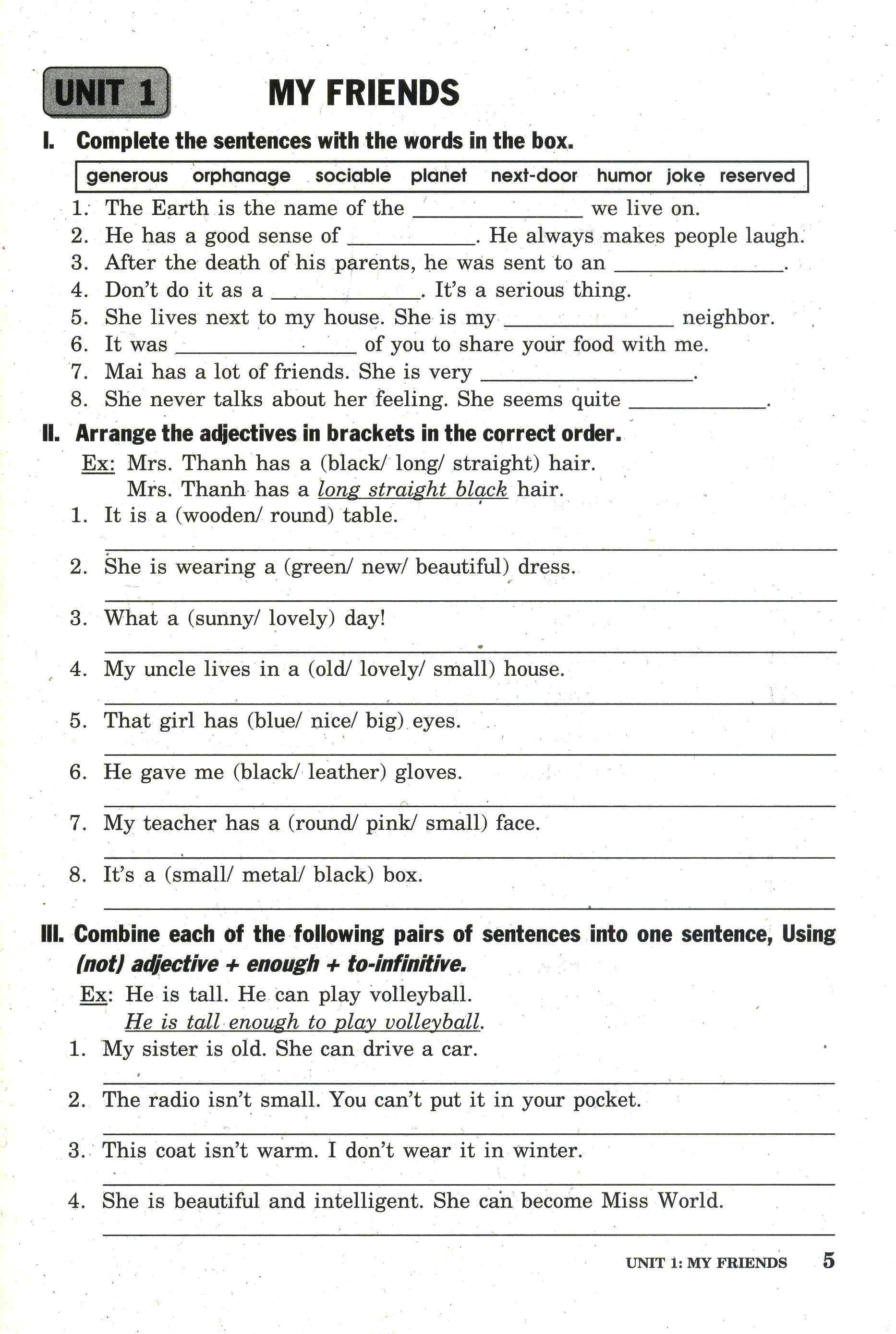 bài tập tiếng anh lớp 8 - không đáp án (2020)