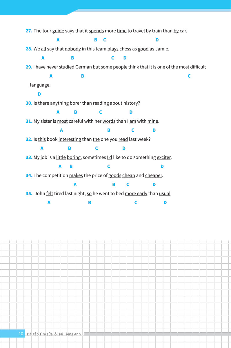 bài tập tìm sửa lỗi sai tiếng anh (ôn thi vào lớp 10 và 10 chuyên)