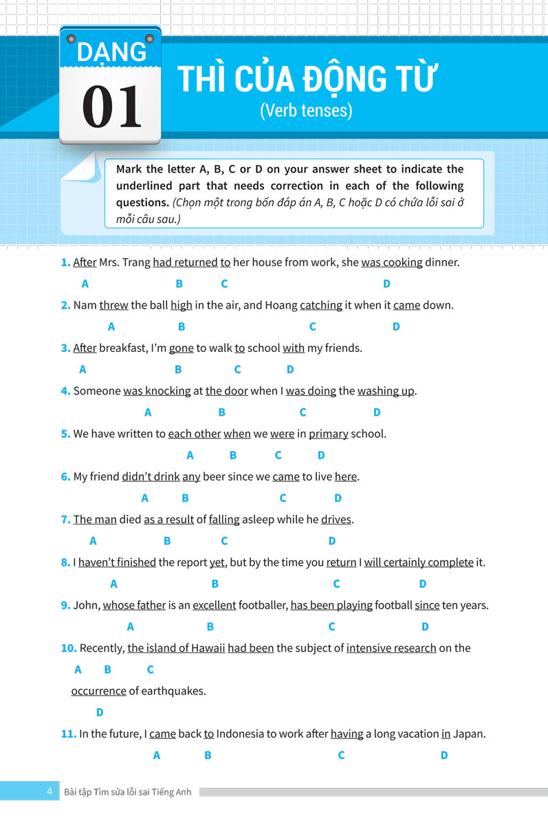 bài tập tìm sửa lỗi sai tiếng anh (ôn thi vào lớp 10 và 10 chuyên)