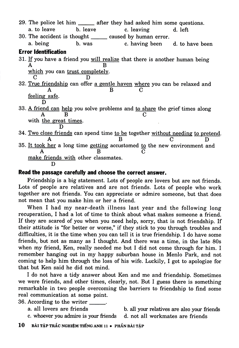 bài tập trắc nghiệm tiếng anh 11 (không đáp án) (tái bản 2018)