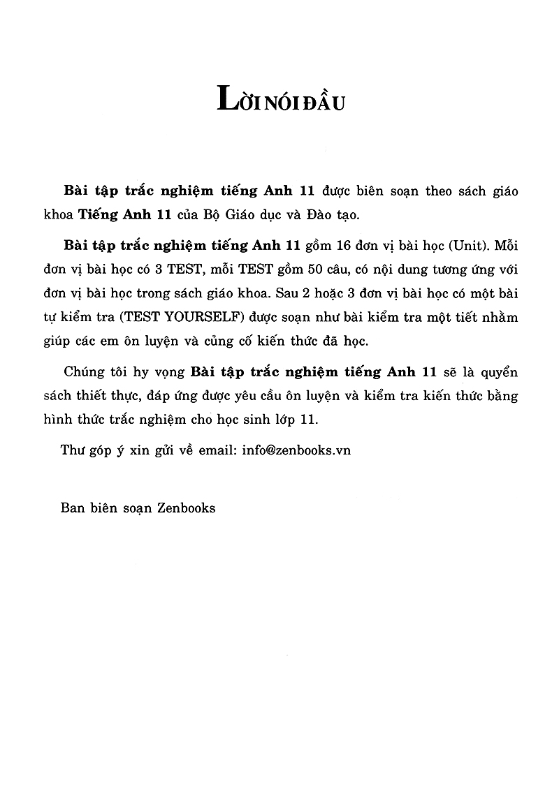 bài tập trắc nghiệm tiếng anh 11 (không đáp án) (tái bản 2018)