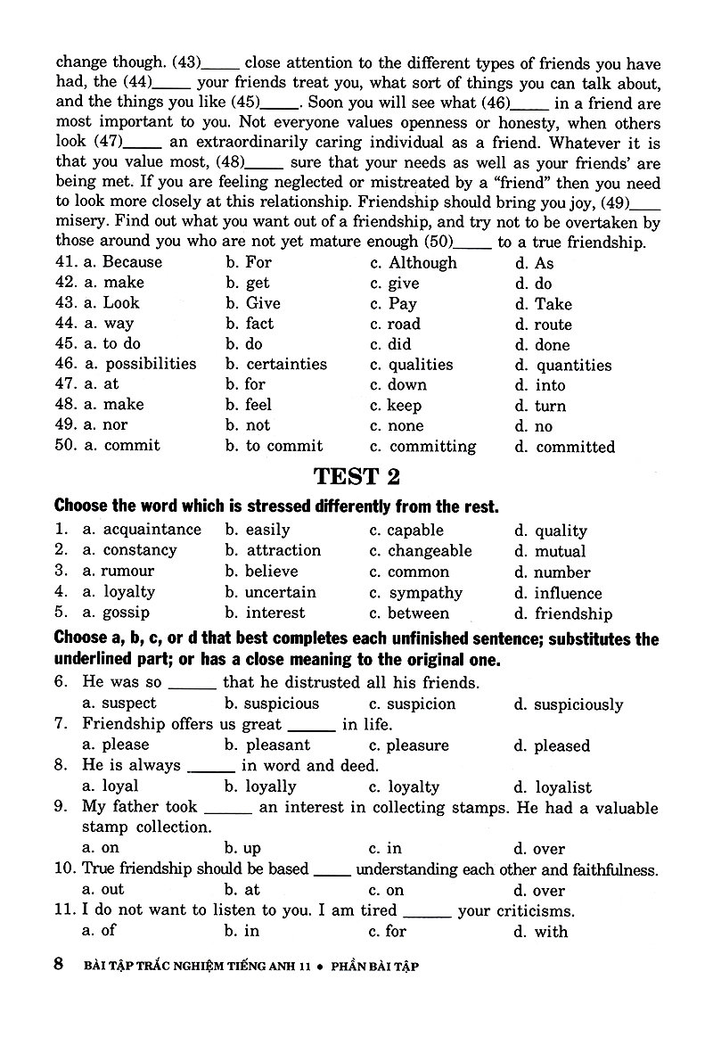 bài tập trắc nghiệm tiếng anh 11 (không đáp án) (tái bản 2018)