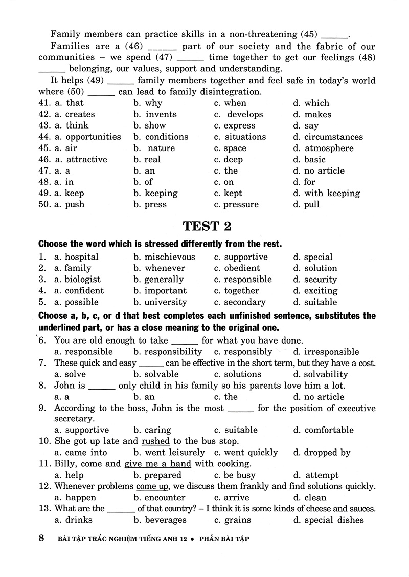 bài tập trắc nghiệm tiếng anh 12 (không đáp án) (tái bản 2018)