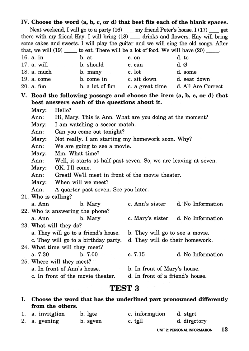 bài tập trắc nghiệm tiếng anh 7 (không đáp án) (tái bản 2018)