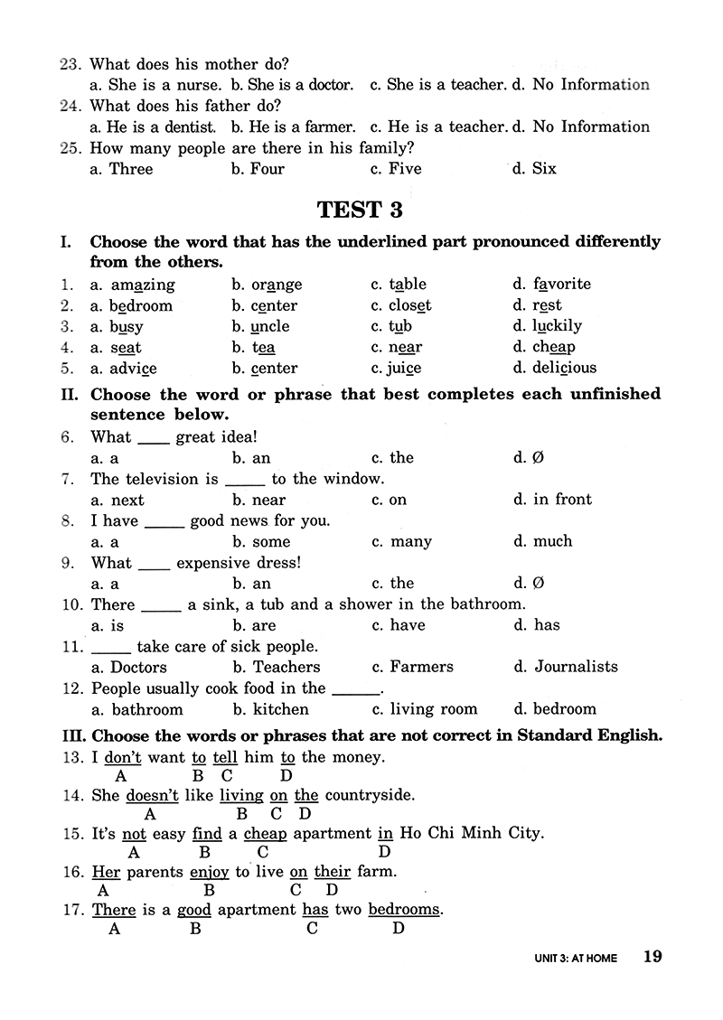 bài tập trắc nghiệm tiếng anh 7 (không đáp án) (tái bản 2018)
