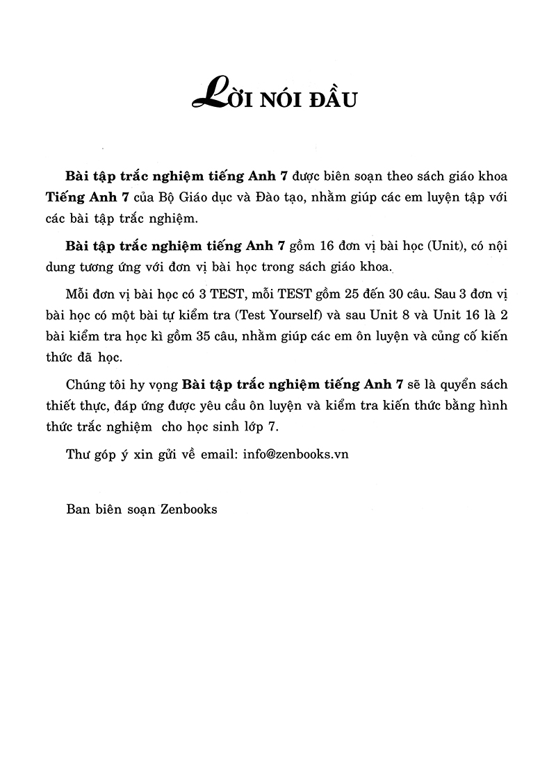 bài tập trắc nghiệm tiếng anh 7 (không đáp án) (tái bản 2018)