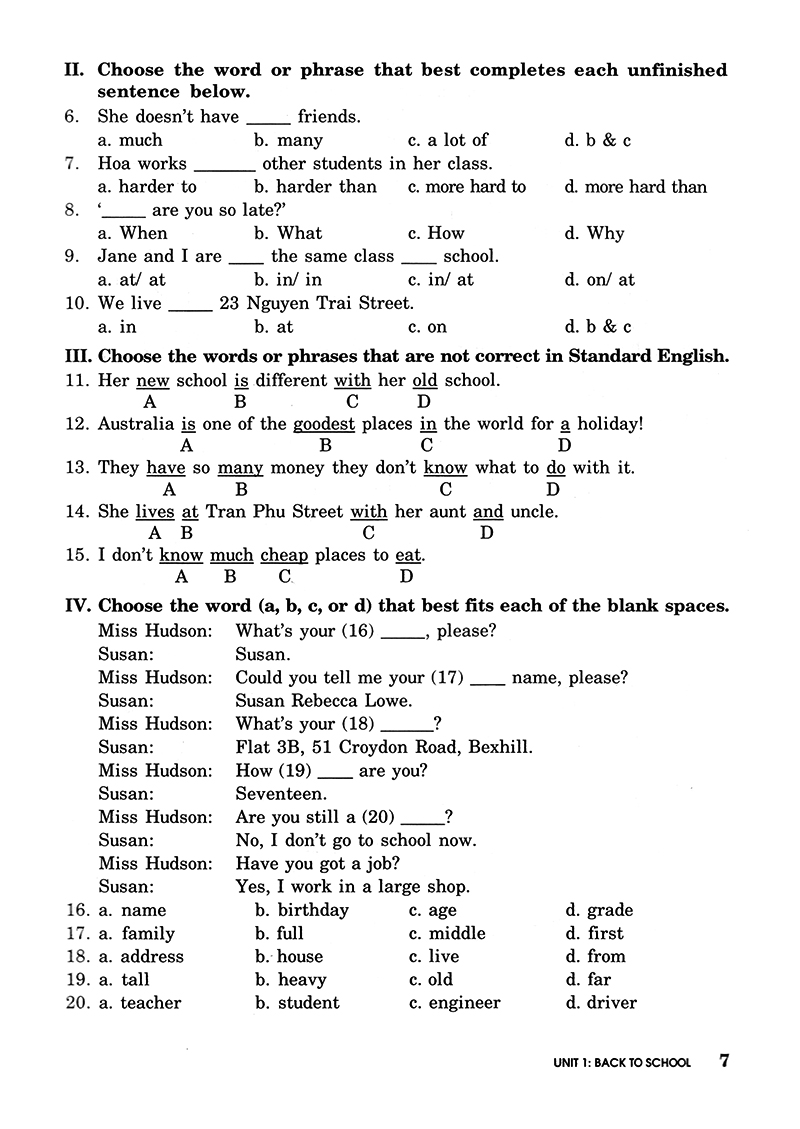bài tập trắc nghiệm tiếng anh 7 (không đáp án) (tái bản 2018)