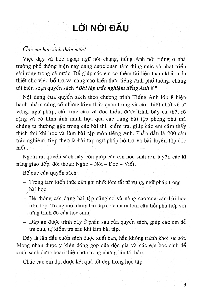 bài tập trắc nghiệm tiếng anh 8