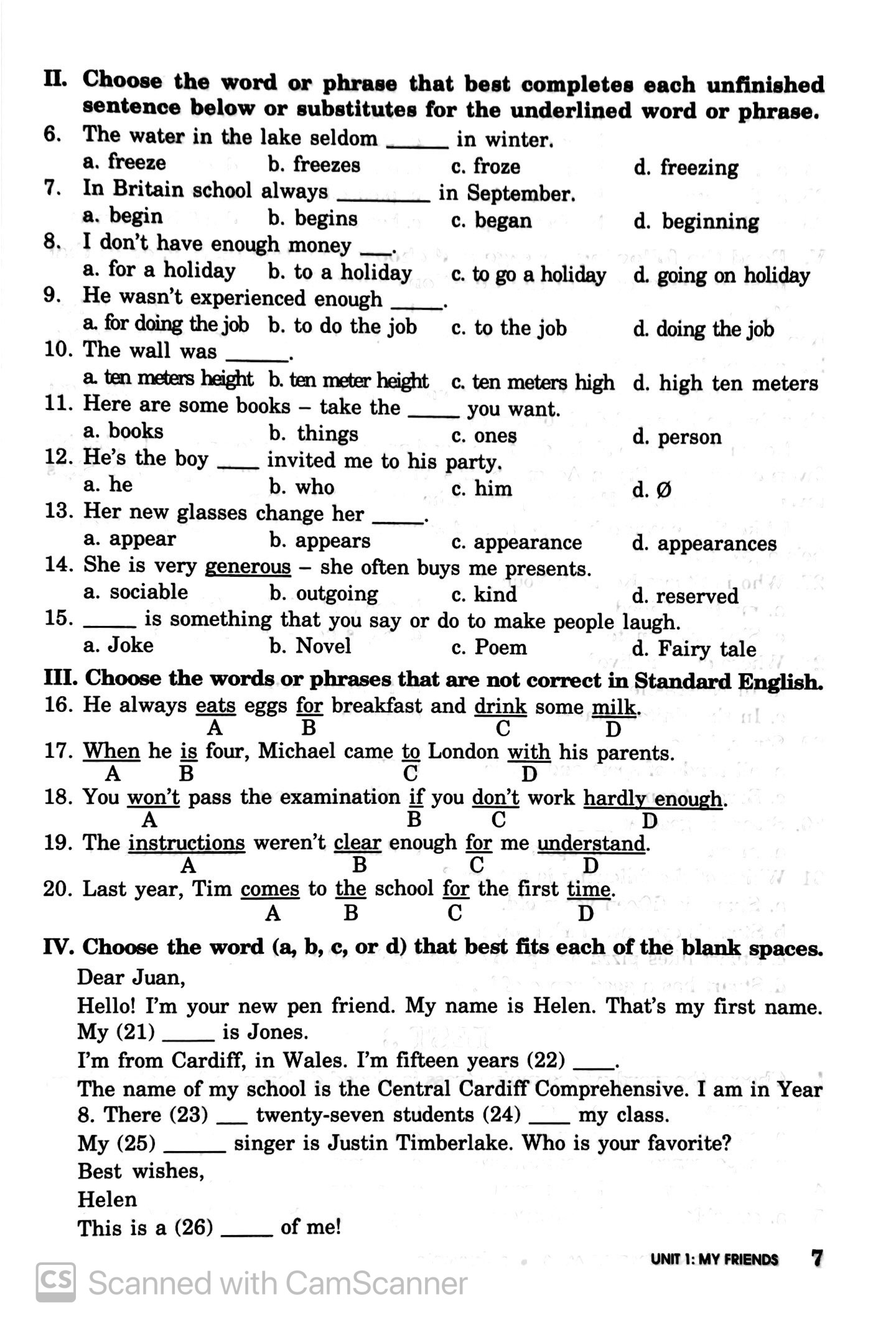 bài tập trắc nghiệm tiếng anh 8 (có đáp án) (2022)
