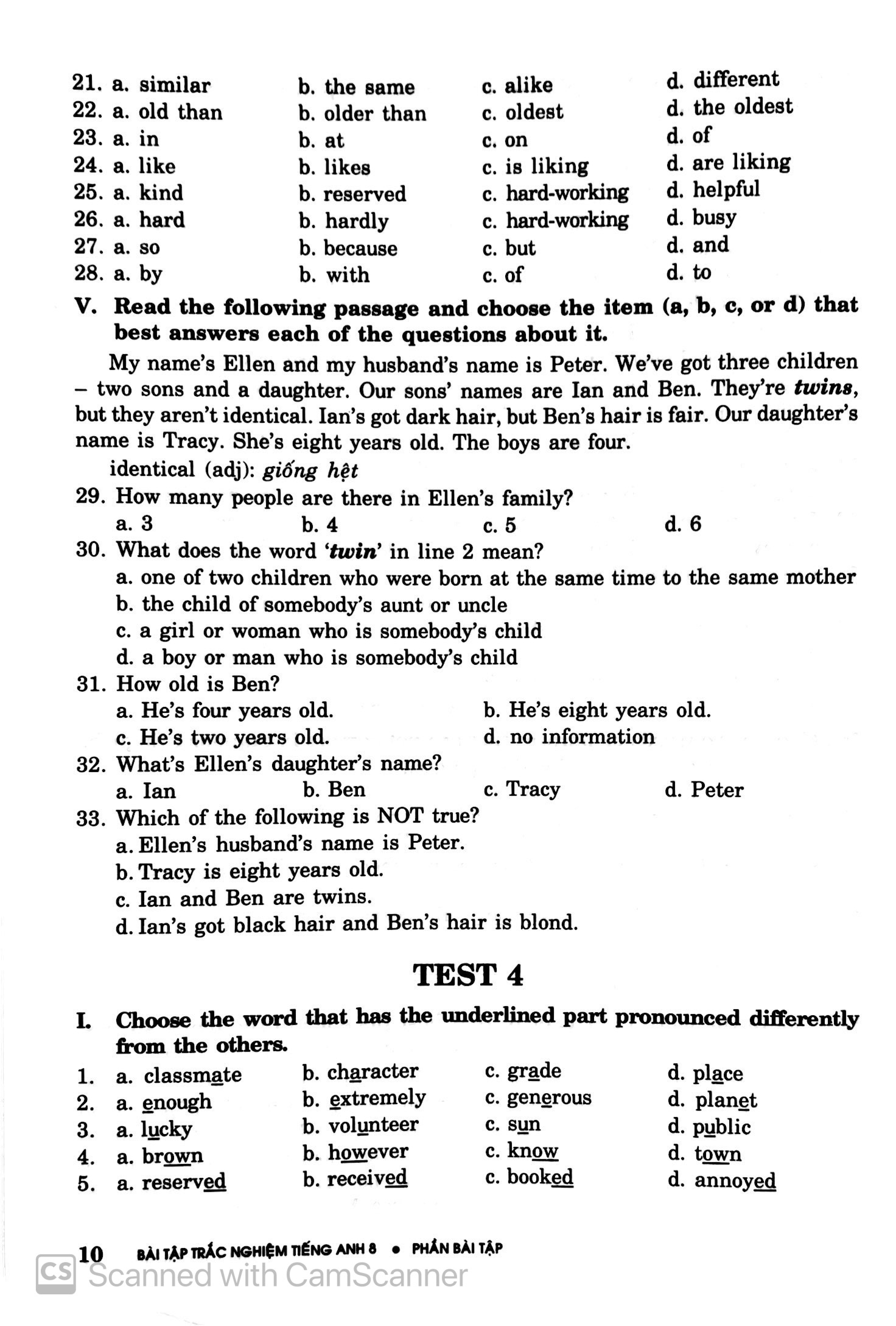 bài tập trắc nghiệm tiếng anh 8 (có đáp án) (2022)