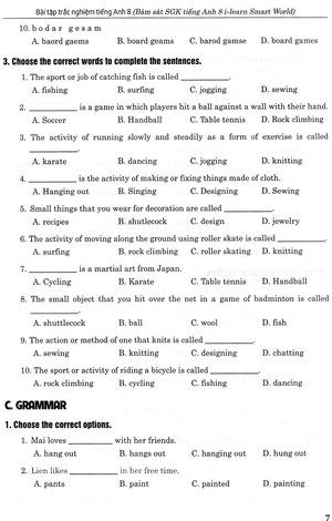 bài tập trắc nghiệm tiếng anh 8 - có đáp án (bám sát sgk cánh diều - i-learn smart world)